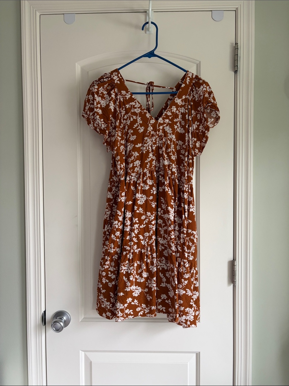 Old Navy Rust Floral Tie-Back Mini Dress